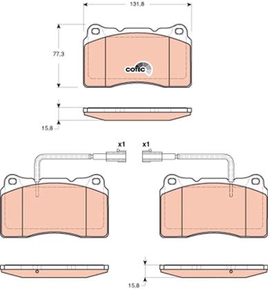 Bremsbelagsatz 15.8mm