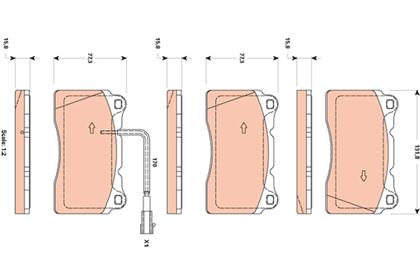Bremsbelagsatz 15.8mm