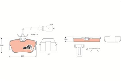 Bremsbelagsatz COTEC hinten VW