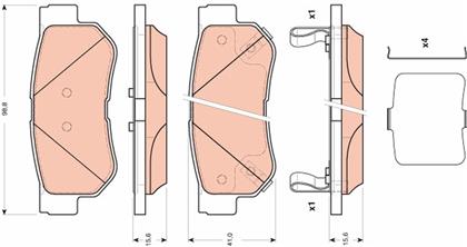 Bremsbelagsatz hinten Hyundai