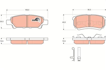 Bremsbelagsatz COTEC hinten Mitsubishi