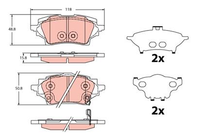 Bremsbelagsatz hinten Toyota