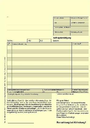 Werkstatt-Auftrag Selbstdurch. A5 Block