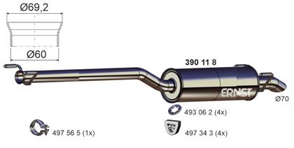 Mittelschalldämpfer Mercedes