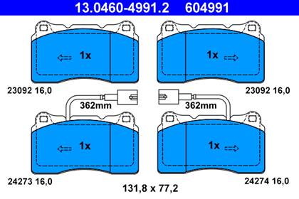 Bremsbelagsatz 16mm