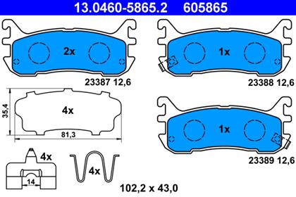 Bremsbelagsatz hinten Mazda