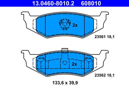 Bremsbelagsatz hinten Chrysler