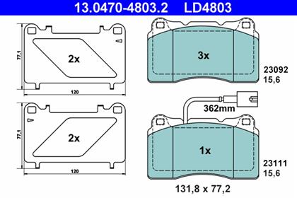 Bremsbelagsatz 15.6mm