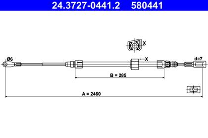 Seilzug, Feststellbremse 2.460mm
