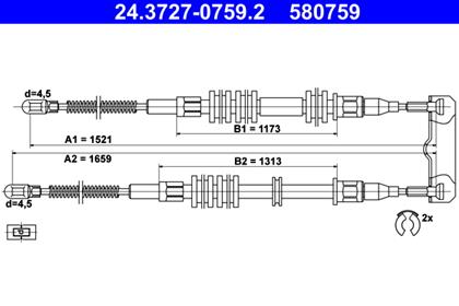 Seilzug, Feststellbremse 1.659mm