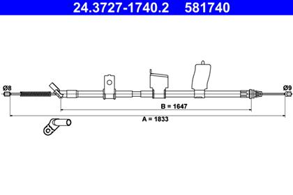 Seilzug, Feststellbremse 1.833mm