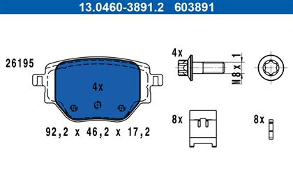 Bremsbelagsatz 17.2mm