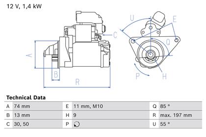 Starter 12V 1.6kW