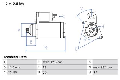Starter 12V 2.5kW