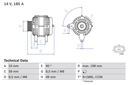 Generator 14V 185A