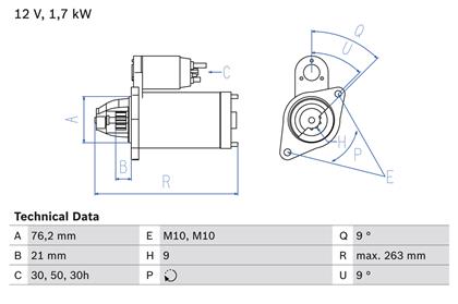 Starter 12V 1.7kW