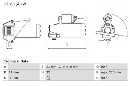 Starter 12V 1.4kW