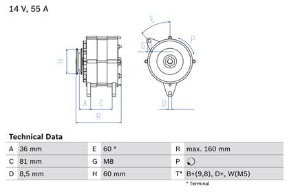 Generator 14V 55A