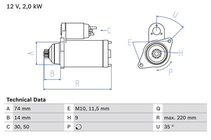 Starter 12V 2kW