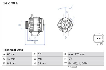 Generator 14V 98A