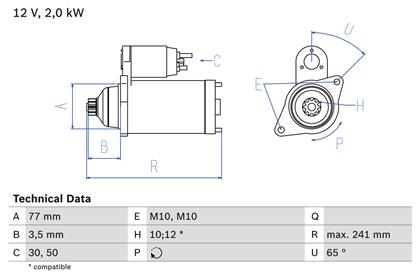 Starter 12V 2kW