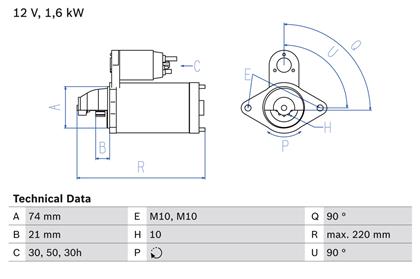 Starter 12V 1.6kW
