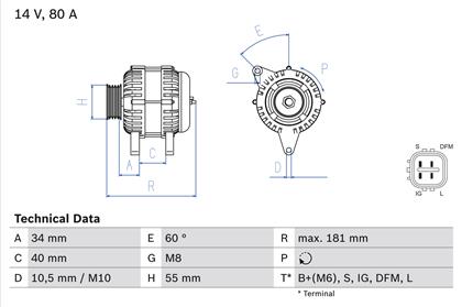 Generator 14V 80A