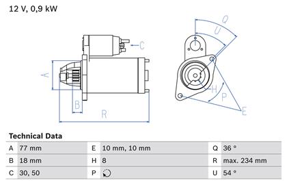 Starter 12V 0.9kW
