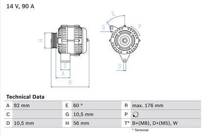 Generator 14V 90A