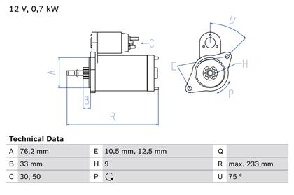 Starter 12V 0.7kW
