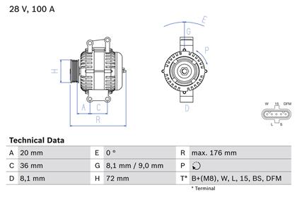 Generator 28V 100A