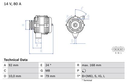 Generator 14V 80A