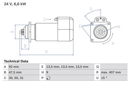 Starter 24V 6.6kW