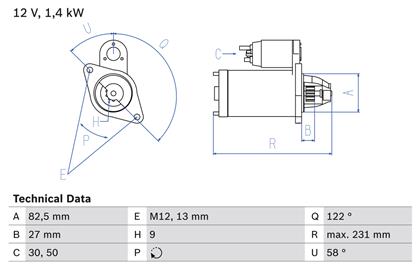 Starter 12V 1.4kW