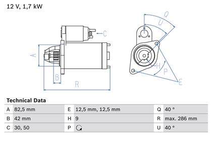 Starter 12V 1.7kW