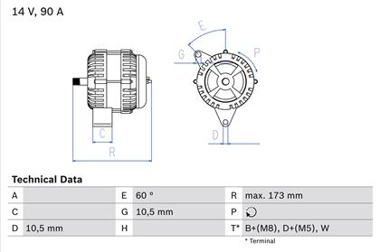 Generator 14V 90A