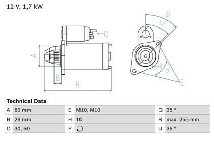Starter 12V 1.7kW