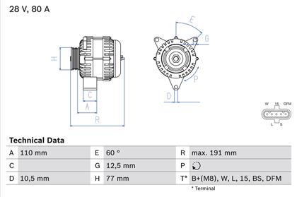 Generator 28V 80A