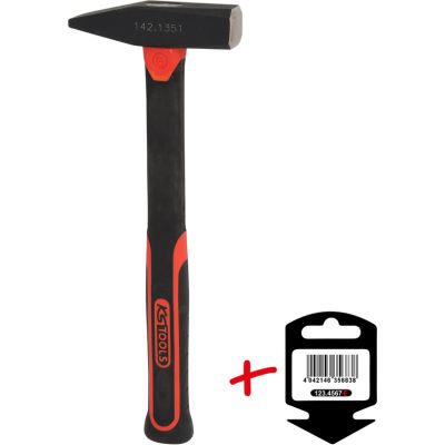 Schlosserhammer auf Hänger Fiberglasstiel 500 g Hammerkopf
