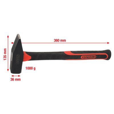 Schlosserhammer Fiberglasstiel 1.000 g Hammerkopf