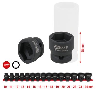 1/2" 6kant-Kraft-Stecknuss-Satz 15-tlg.