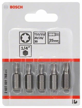 Schrauberbit-Set Extra-Hart (Torx®), 5-teilig, T10, T15, T20, T25, T30, 25 mm