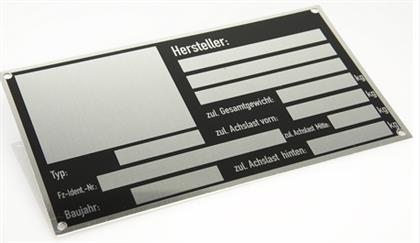 Typenschild BLANKO 70X130