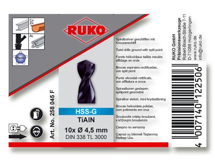 Spiralbohrer TL 3000 4,5mm DIN 338 TiAlN