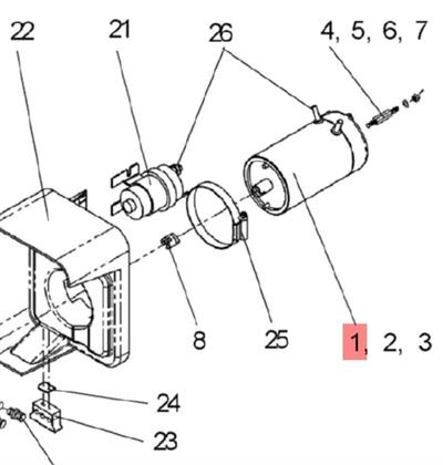 Elektromotor 12 V 0,8 KW