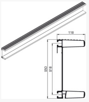 Aluminium-Ufs/Typ 563040, 2400 mm, Roh,