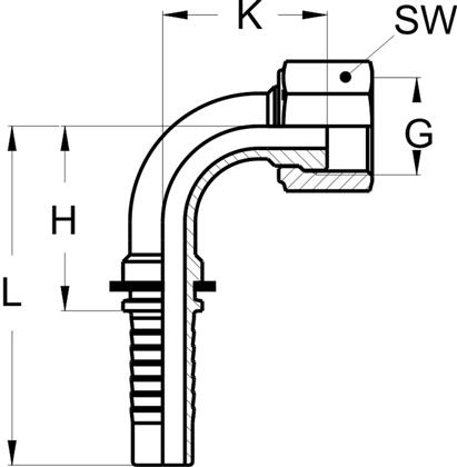 ORFS 90Ø 1 3/16-12 DN 20 DICHT