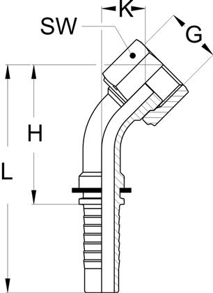 ORFS 45G 11/16-16 DN 08 Dkn.