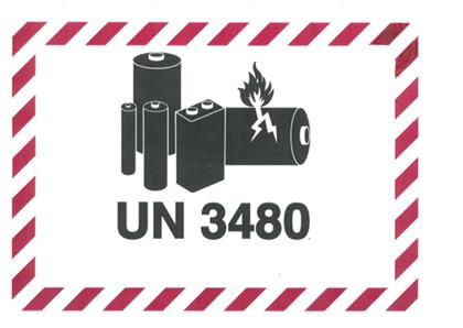 Gefahrenzettel Lithium Batterie UN 3480