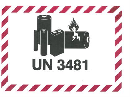 Gefahrenzettel Lithium Batterie UN 3481